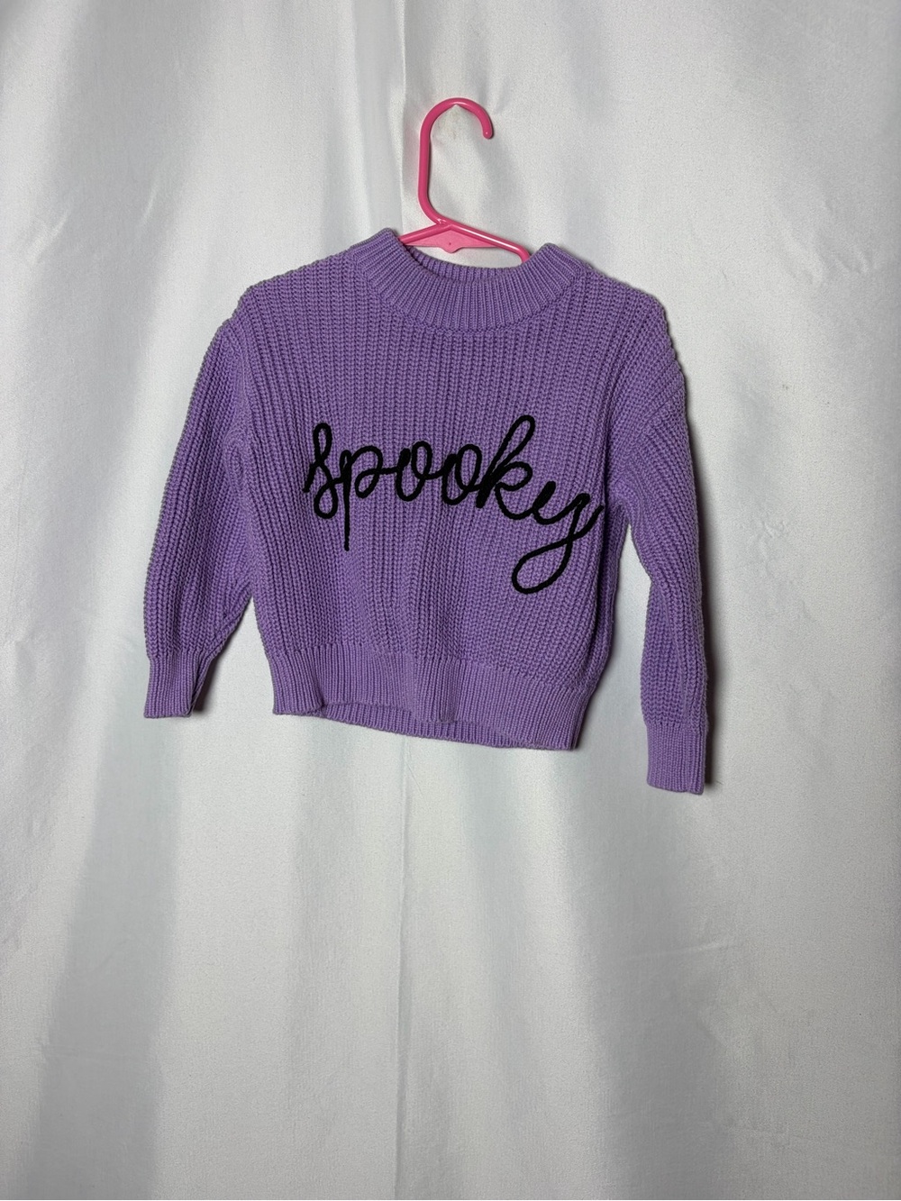 Old Navy Lavender Crewneck Sweater with 'Spooky' Script